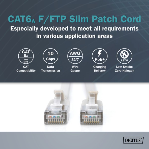 Фото - Кабель патч-корд Digitus CAT 6a F-FTP Slim 3 м Gray (DK-1632-A-030S)